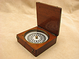 Antique 19th century mahogany cased Mariners pocket compass, circa 1840